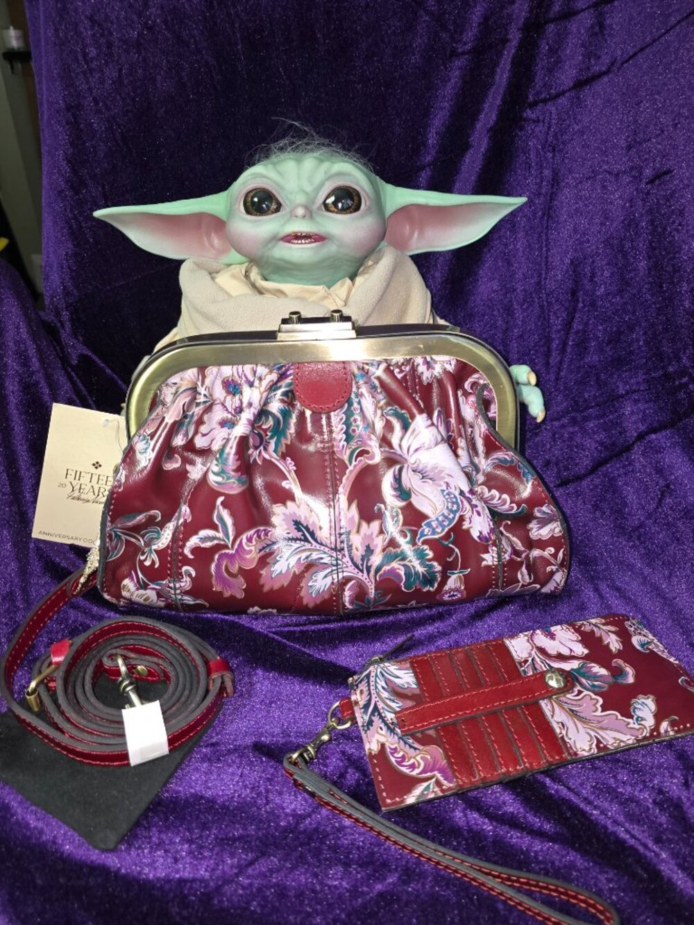 Patricia Nash Leather Verbania Crossbody Bag&Wallet in Euro Floral Tapestry -NEW